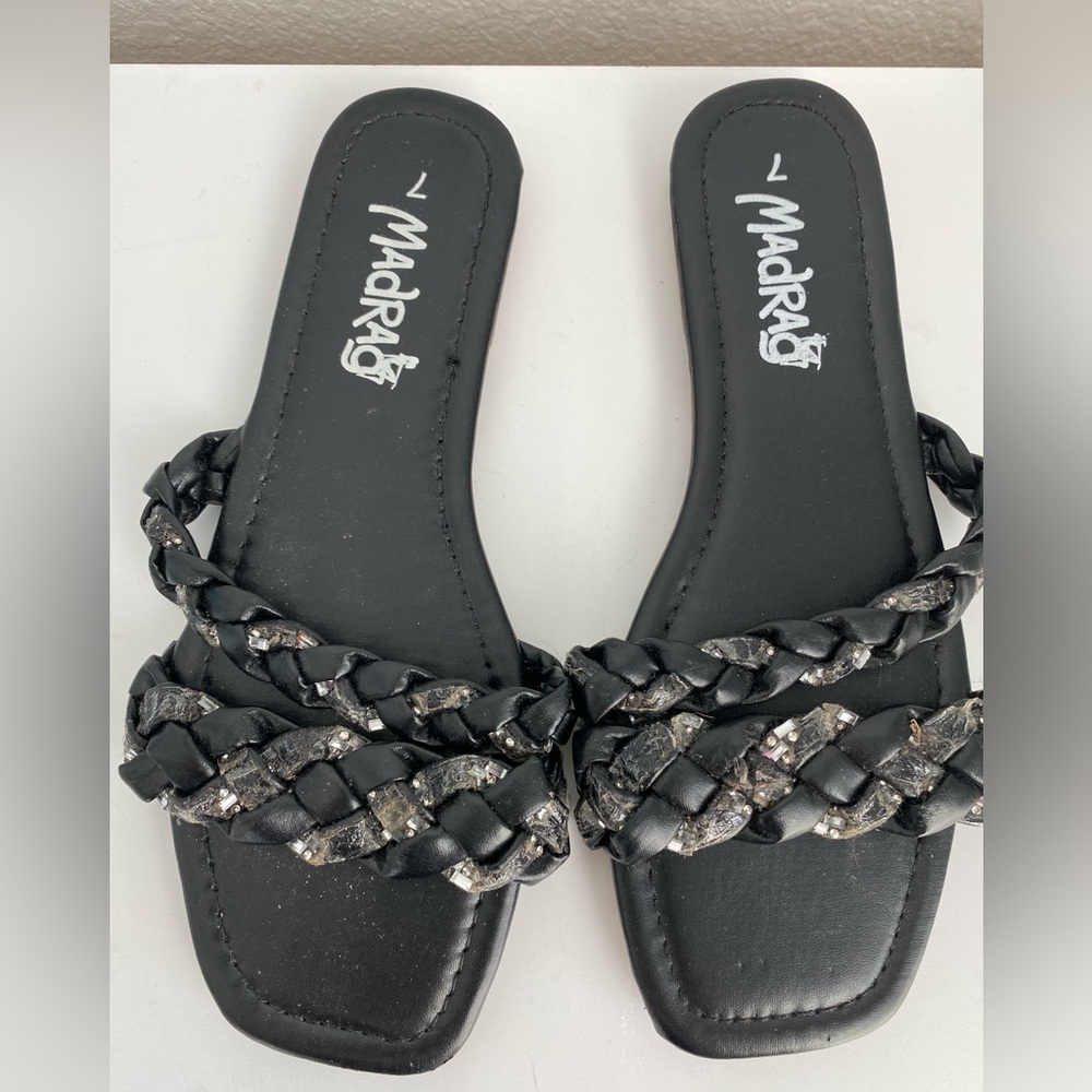 Madrag women’s  slip on slide sandals black size 7